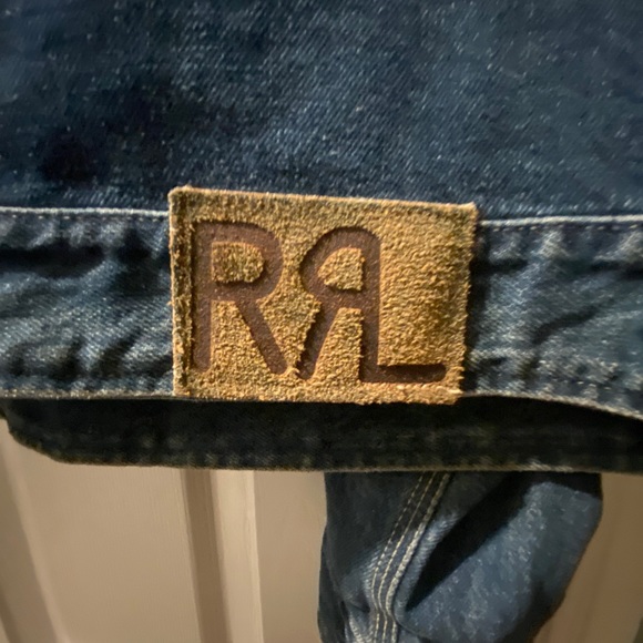 RRL by RALPH LAUREN Size XL Blue Taupe Cotton RARE Trucker Jacket - Picture 2 of 13